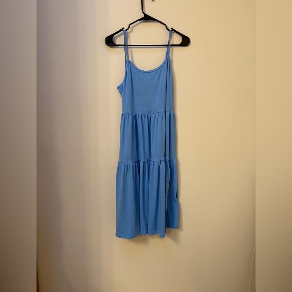 Blue Sleeveless Tiered Dress